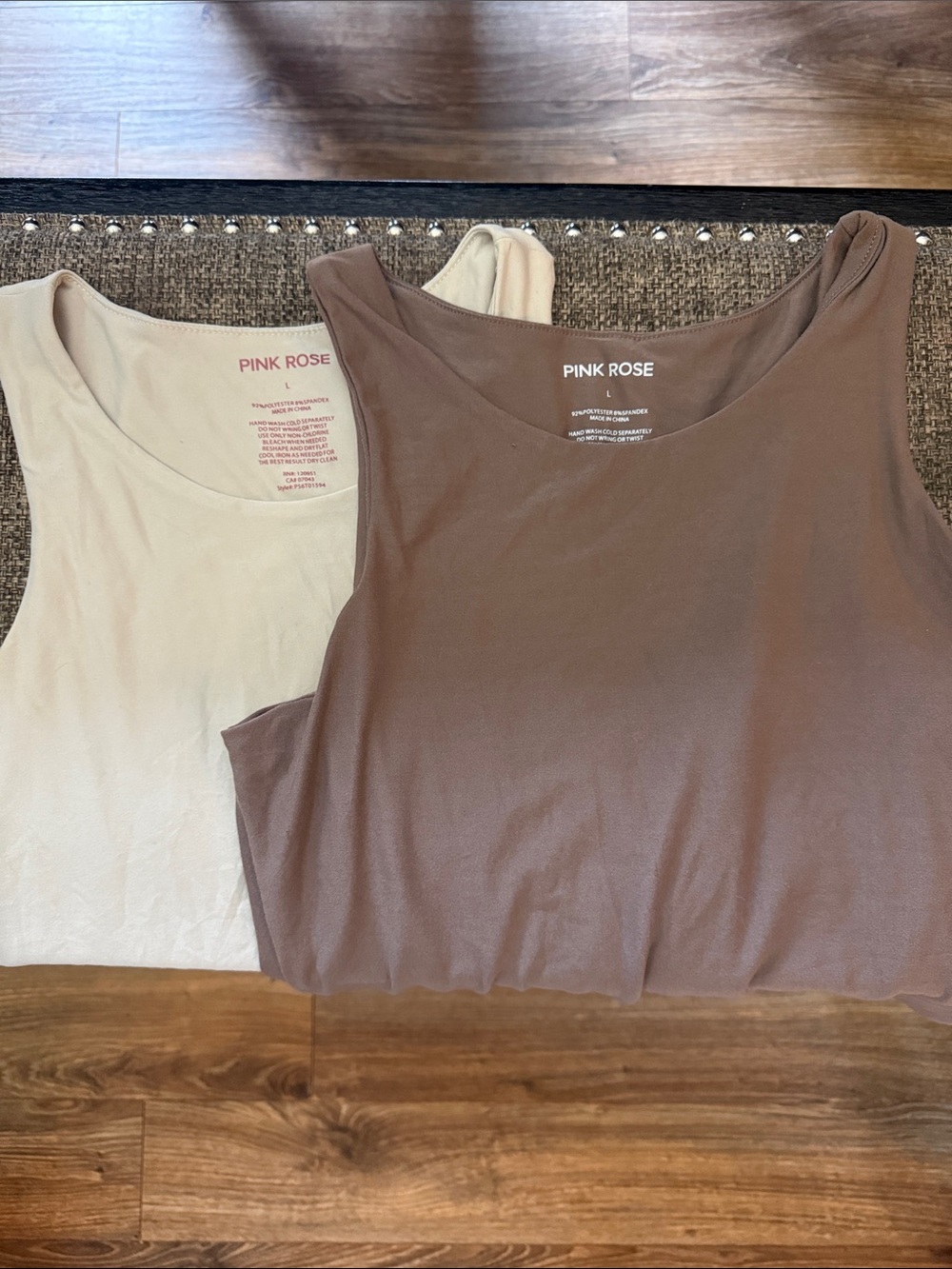 Pink Rose Women’s Scoop Neck Tank Top - Brown & Cream